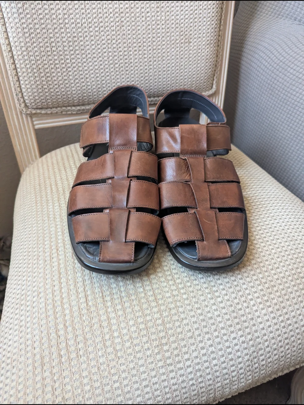 To Boot Brown Woven Leather Fisherman Sandals